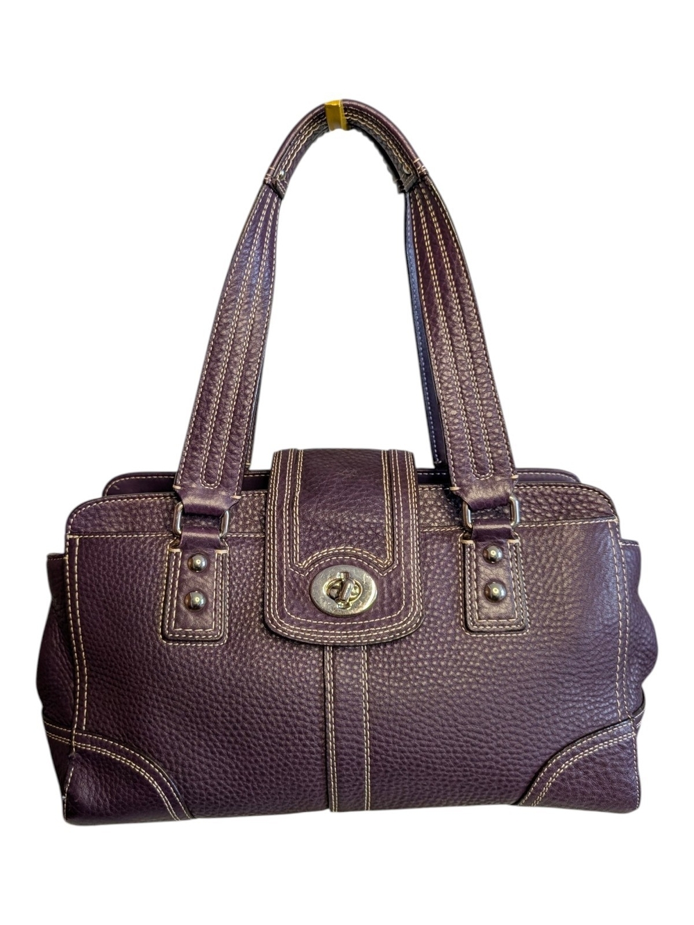 Coach Y2K Hamptons Pebbled Leather Satchel #F13961, Purple, EUC!